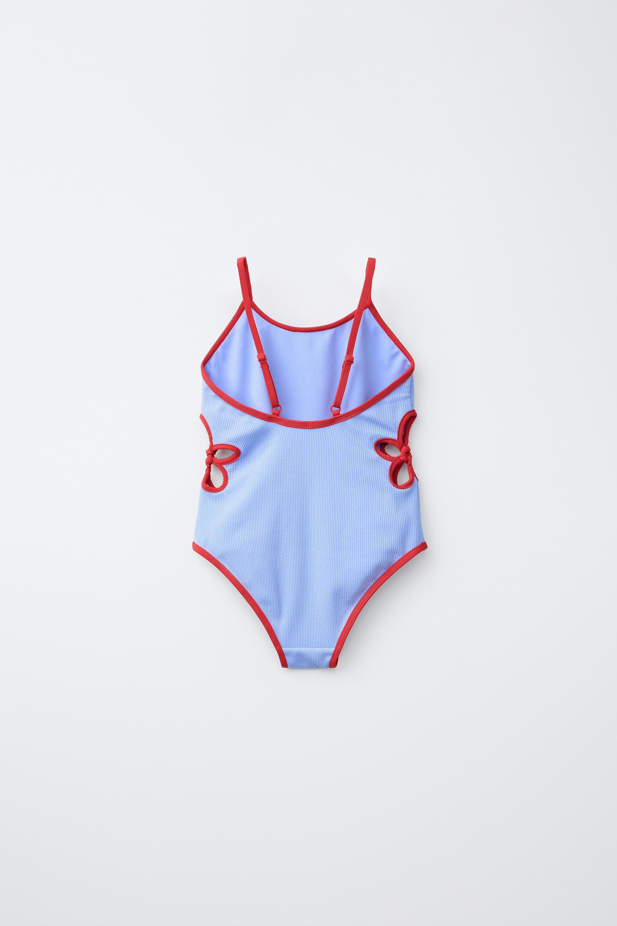 6-14 YEARS/ CONTRAST FLORAL CUTOUT SWIMSUIT | Zara US