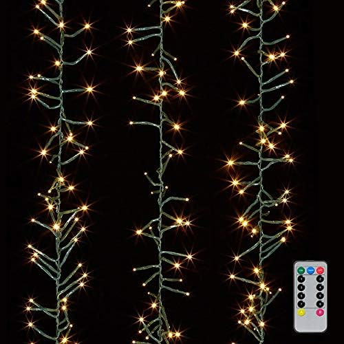 Raz Christmas Cluster Lights Battery Operated 15 Foot Garland with 120 Warm White Lights on Green... | Amazon (US)
