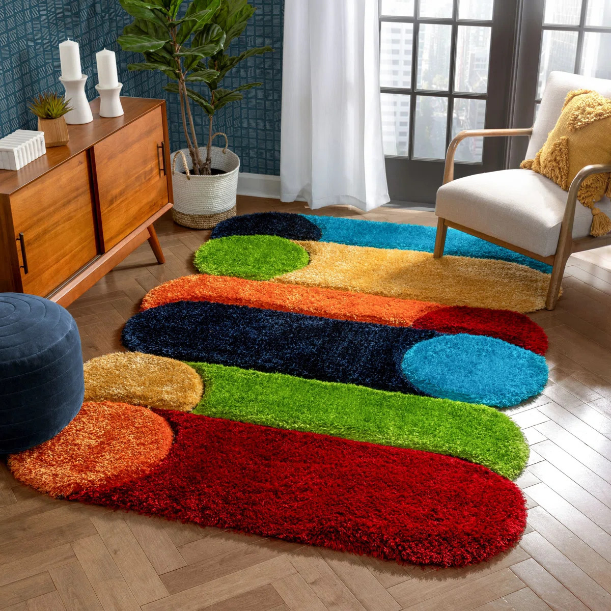 Ebern Designs Pablo Abstract Blue/Red Area Rug & Reviews | Wayfair | Wayfair North America