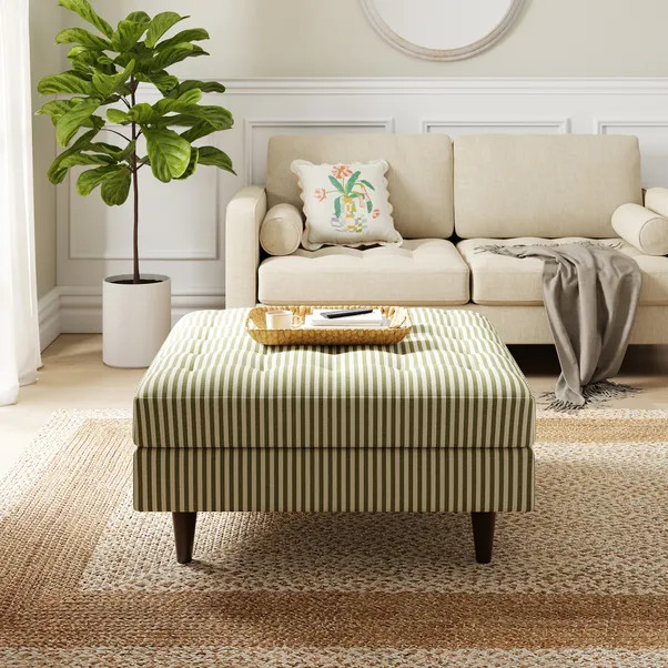 Zoe Square Storage Footstool, Pinstripe | Dunelm (migrated)