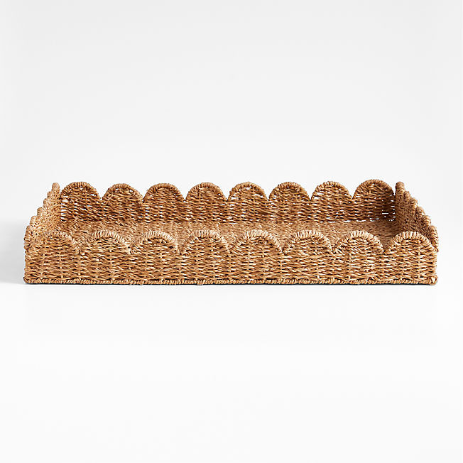 Scallop Natural Woven Fiber Tray + Reviews | Crate & Barrel | Crate & Barrel