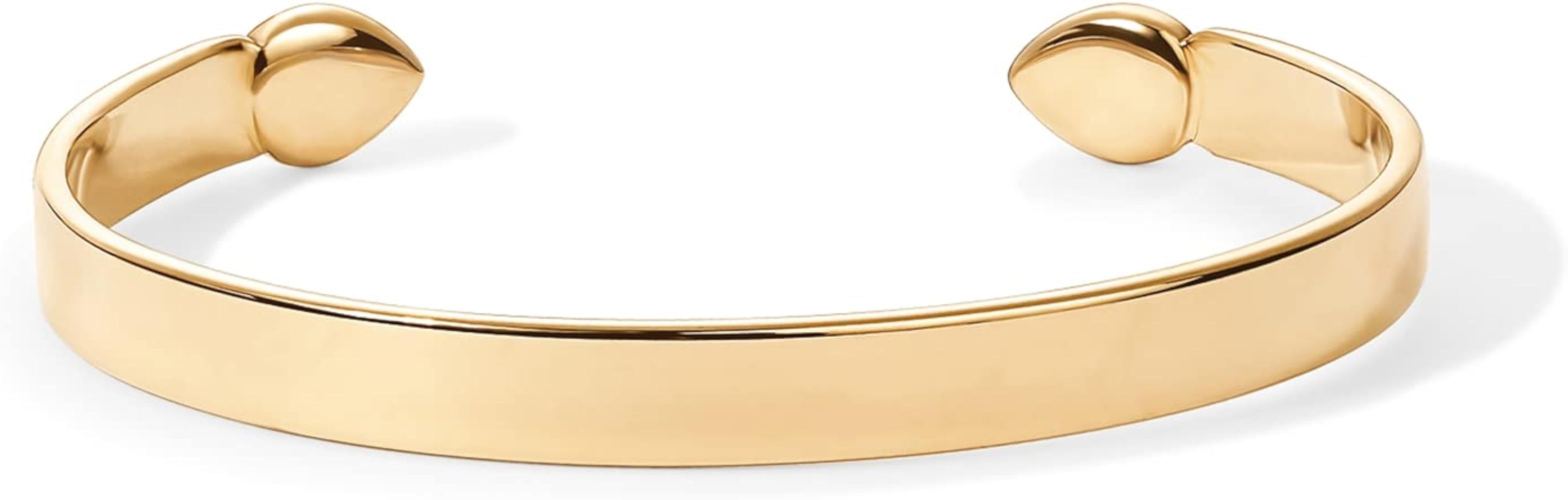 PAVOI 14K Gold Plated Stainless Steel Bangle Bracelets for Women | Inspirational Engraved Adjusta... | Amazon (US)