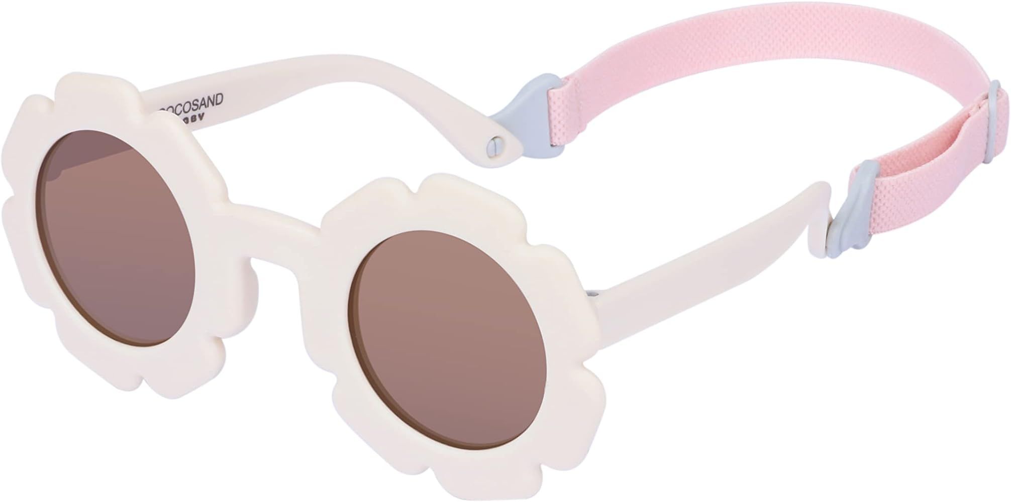 COCOSAND Toddler Sunglasses with Strap Polarized Lens Retro Flexible Flower Frame for Baby Kids B... | Amazon (US)