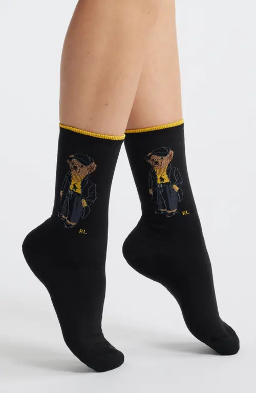 Polo Ralph Lauren Holiday Bear Crew Socks in Black at Nordstrom, Size 9 | Nordstrom