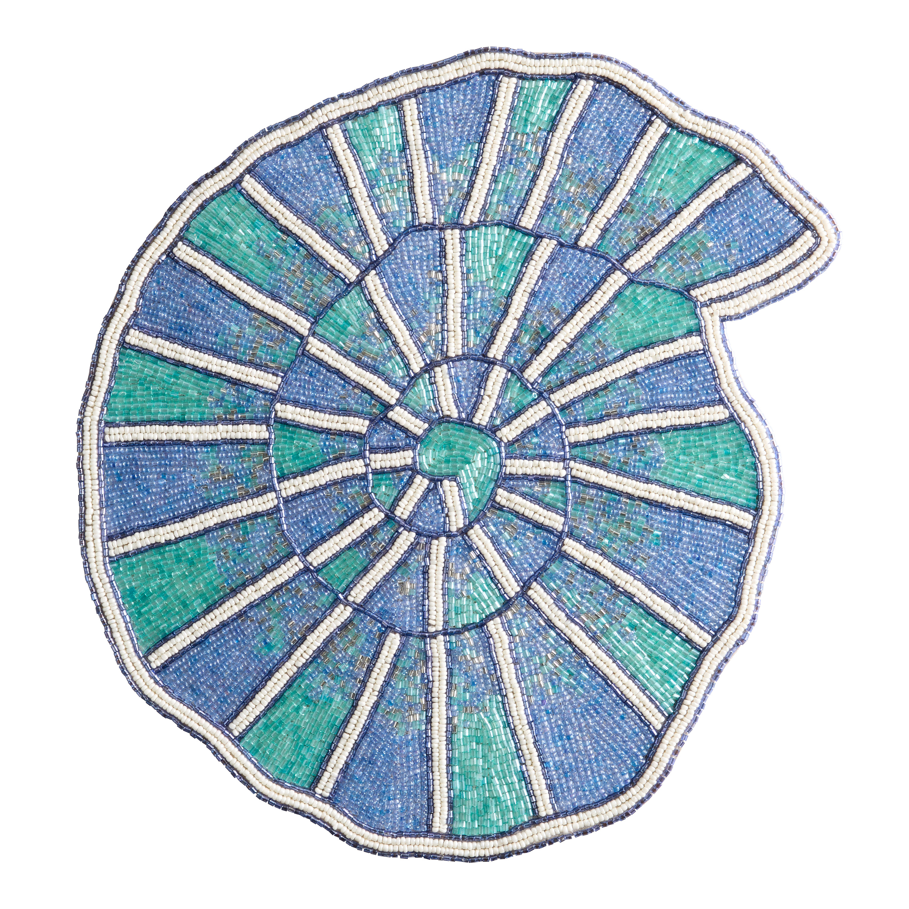 Blue and Aqua Ammonite Shell Beaded Placemat | World Market