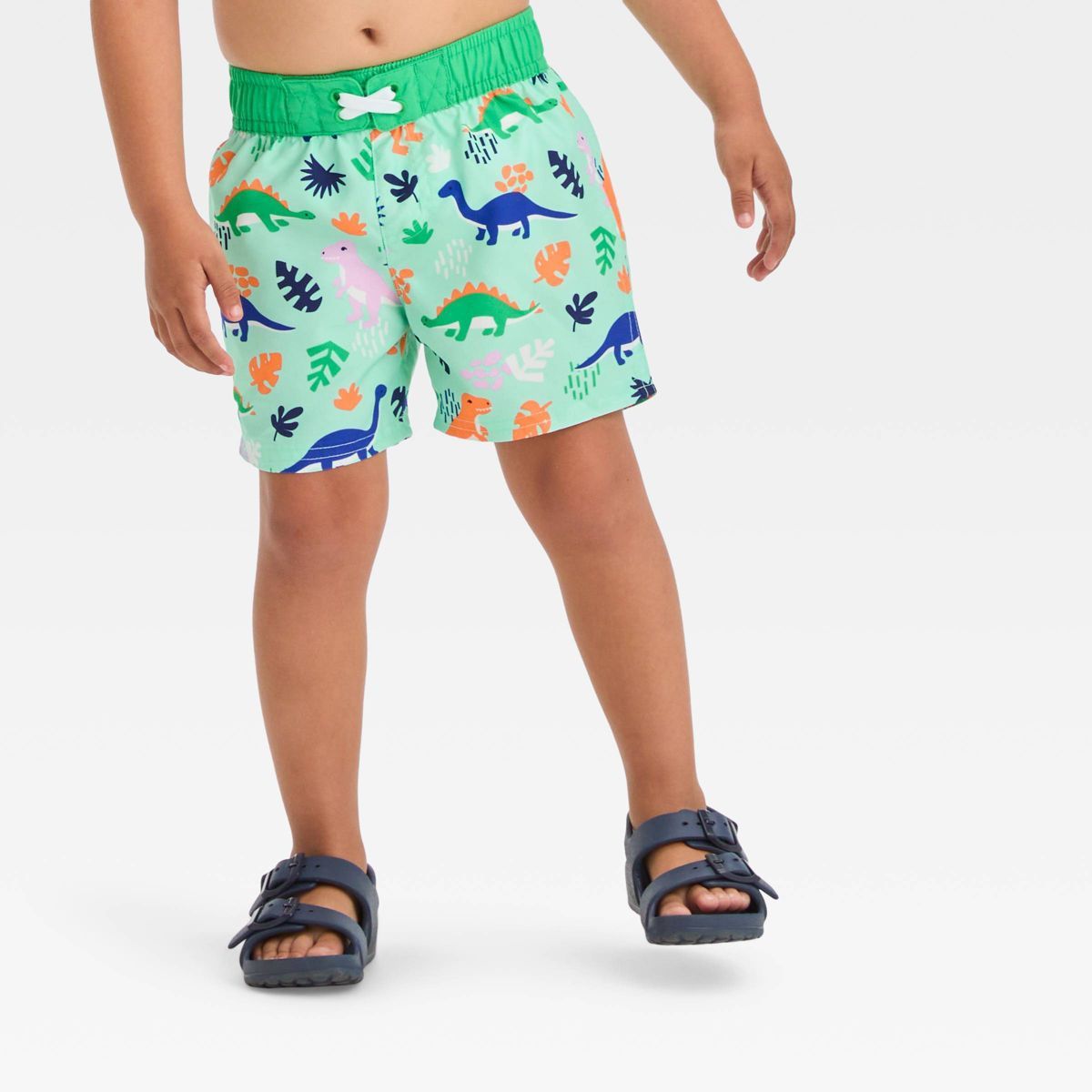 Toddler Boys' Swim Shorts - Cat & Jack™ Green 3T: Dinosaur Print, UPF 50+, Adjustable Waist, Me... | Target