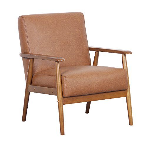 Pulaski DS-D030003-329 Wood Frame Faux Leather Accent Chair, 25.38" x 28.0" x 30.5", Cognac Brown | Amazon (US)
