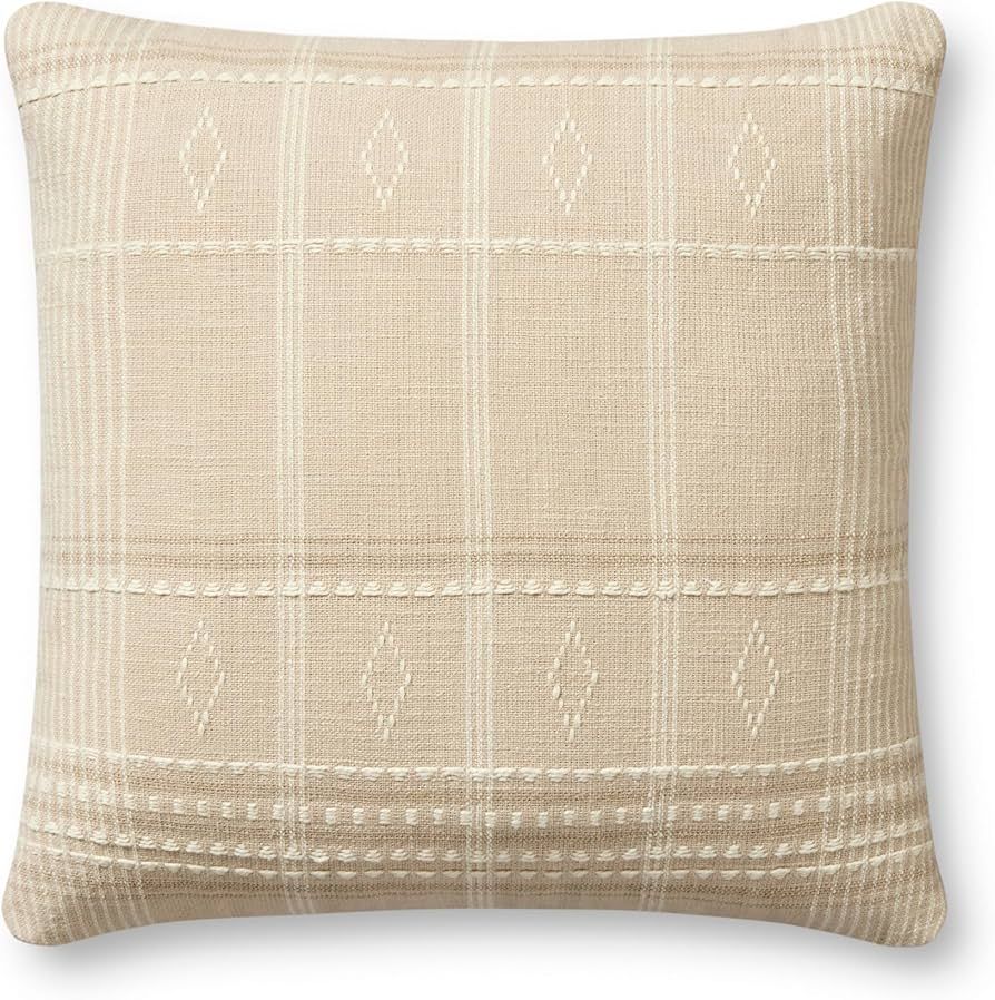 Loloi Angela Rose x Loloi Lina Collection PAR0016 Beige / Ivory 18'' x 18'' Cover Only Pillow | Amazon (US)