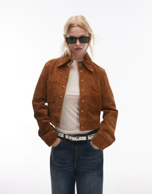 Mango suede jacket in tan | ASOS (Global)