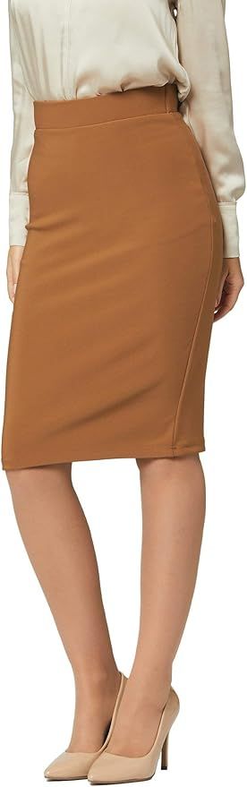 Premium Women’s Pencil Skirt - Elastic Waist - Stretch Bodycon Midi Skirt - Many Colors | Amazon (US)