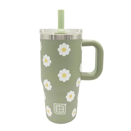 YAYA My First Travel Tumbler for Toddlers 3+ with Reusable Straw and Spill-Safe Lid, 12oz, Daisies | Walmart (US)