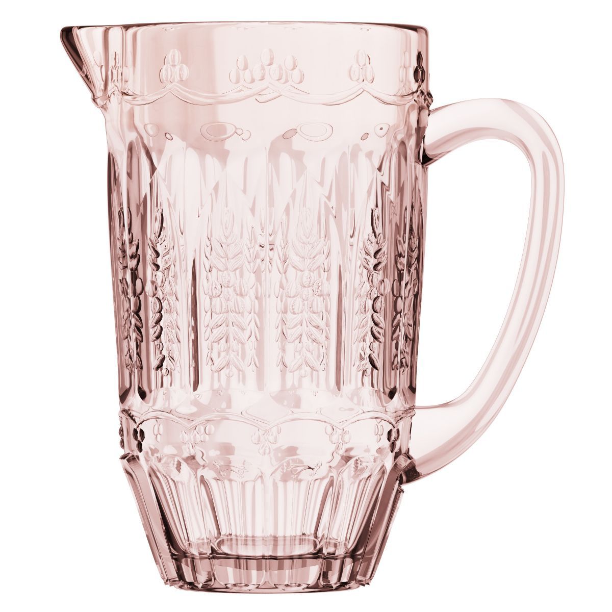Elle Décor Vintage Glass Pitcher, Water Carafe Jug for Iced Tea, 43.9 OZ, Pink | Target