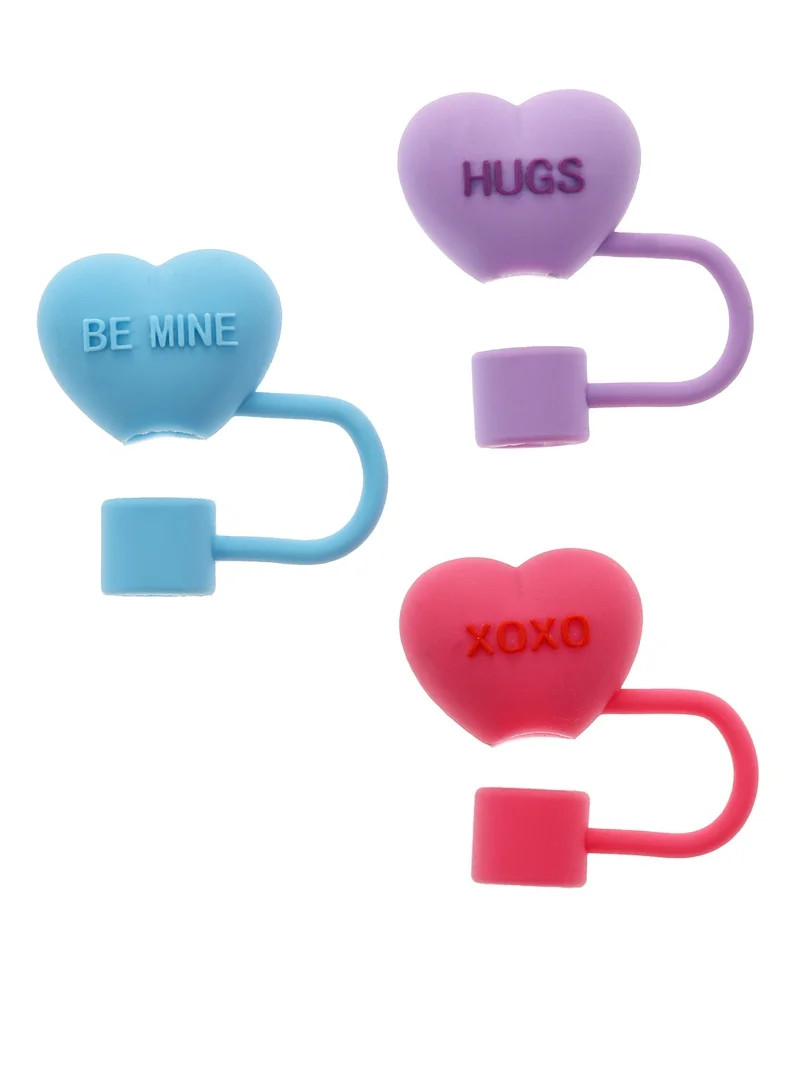 Way to Celebrate Valentine's Day Themed Straw Toppers, 3 Pieces | Walmart (US)