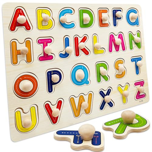 Toddler Toys Wooden Peg Puzzles, Kids Toys Alphabet Toddler Puzzles 3-5 Years Old, Montessori Toys for 3+ Year Old, Education Toddler Learning Toys Ages 3-4, Great Preschool Gift for Girls and Boys | Amazon (US)