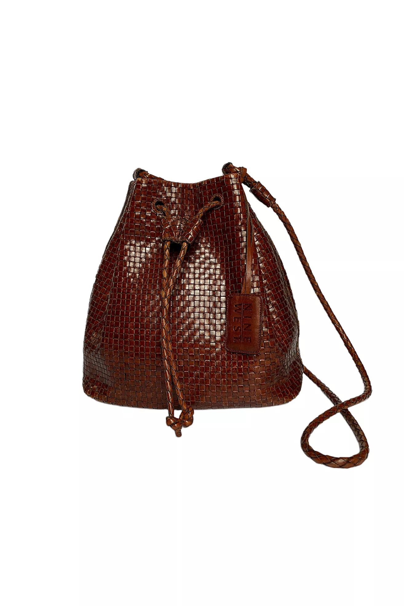 Vintage 1990s Woven Leather Bucket Bag Selected by SharpLilTeeth | Free People (Global - UK&FR Excluded)