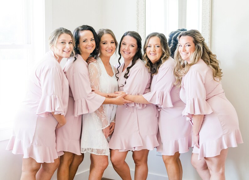 DUSTY ROSE Ruffle Bridesmaid Robes / Bridal Robe / Bridesmaid Gift / Bridal Party Robes / Wedding... | Etsy (US)