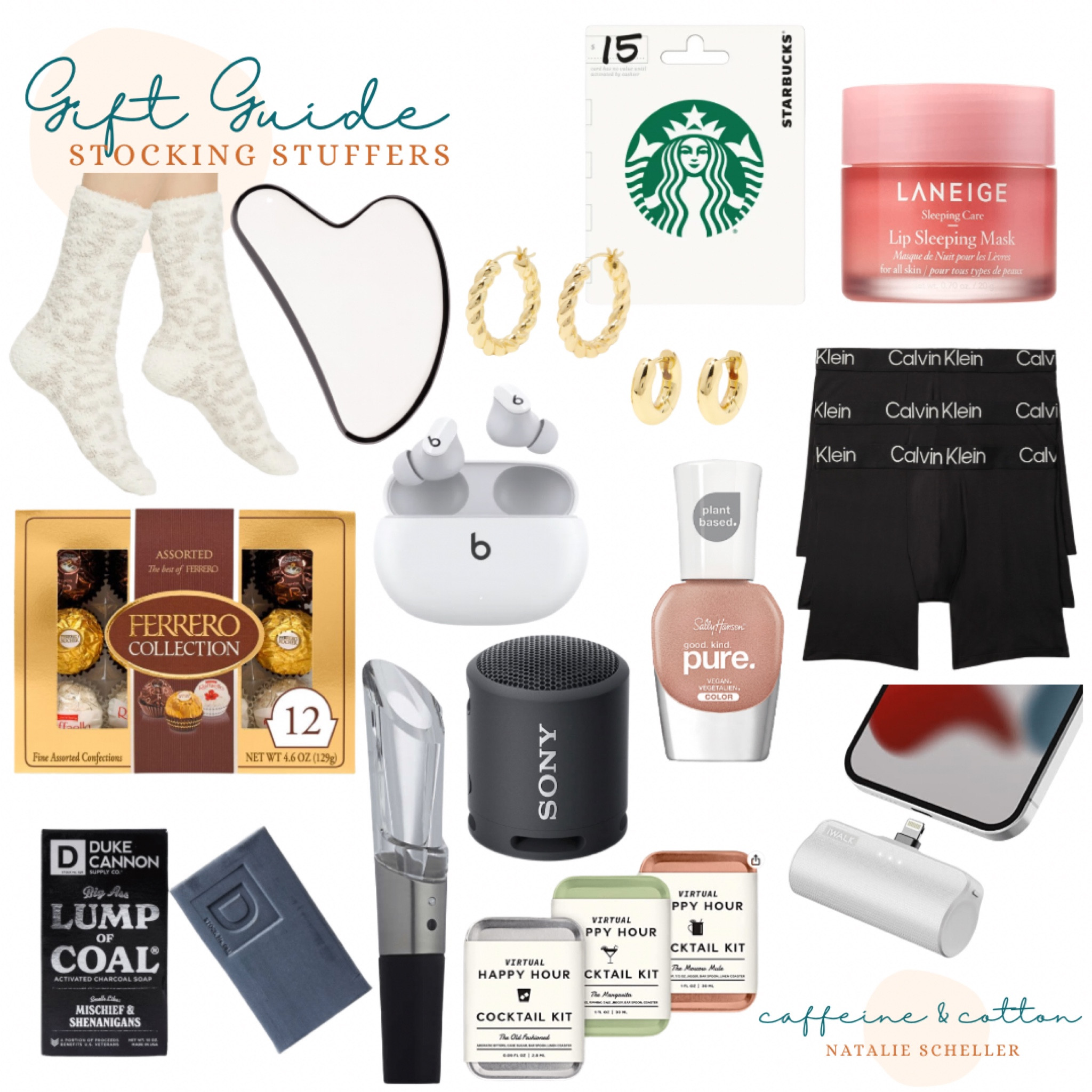 Gift Guide: Stocking stuffers! Calvin Klein, Laniege Lio Mask, Barefoot Dreams Socks, Gorjana Huggie set,
Starbucks gift card, Sony portable speaker, Beats Headphones, Duke Cannon Soap. Target. Nordstrom. Amazon. Walmart. #target #nordstrom #walmart #amazon #stockingstuffers #giftguide 

#LTKfamily #LTKGiftGuide #LTKHoliday