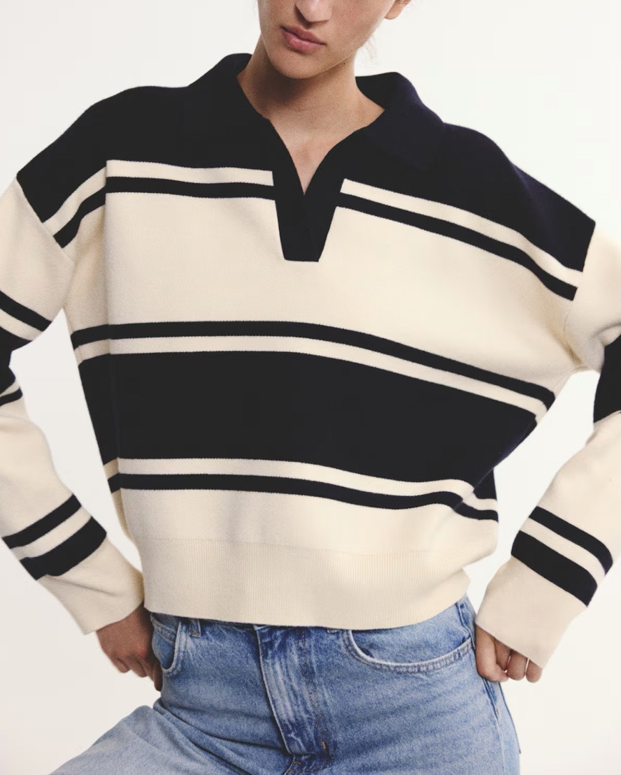 Rugby style striped collared sweater 
Polo sweater

#LTKSeasonal