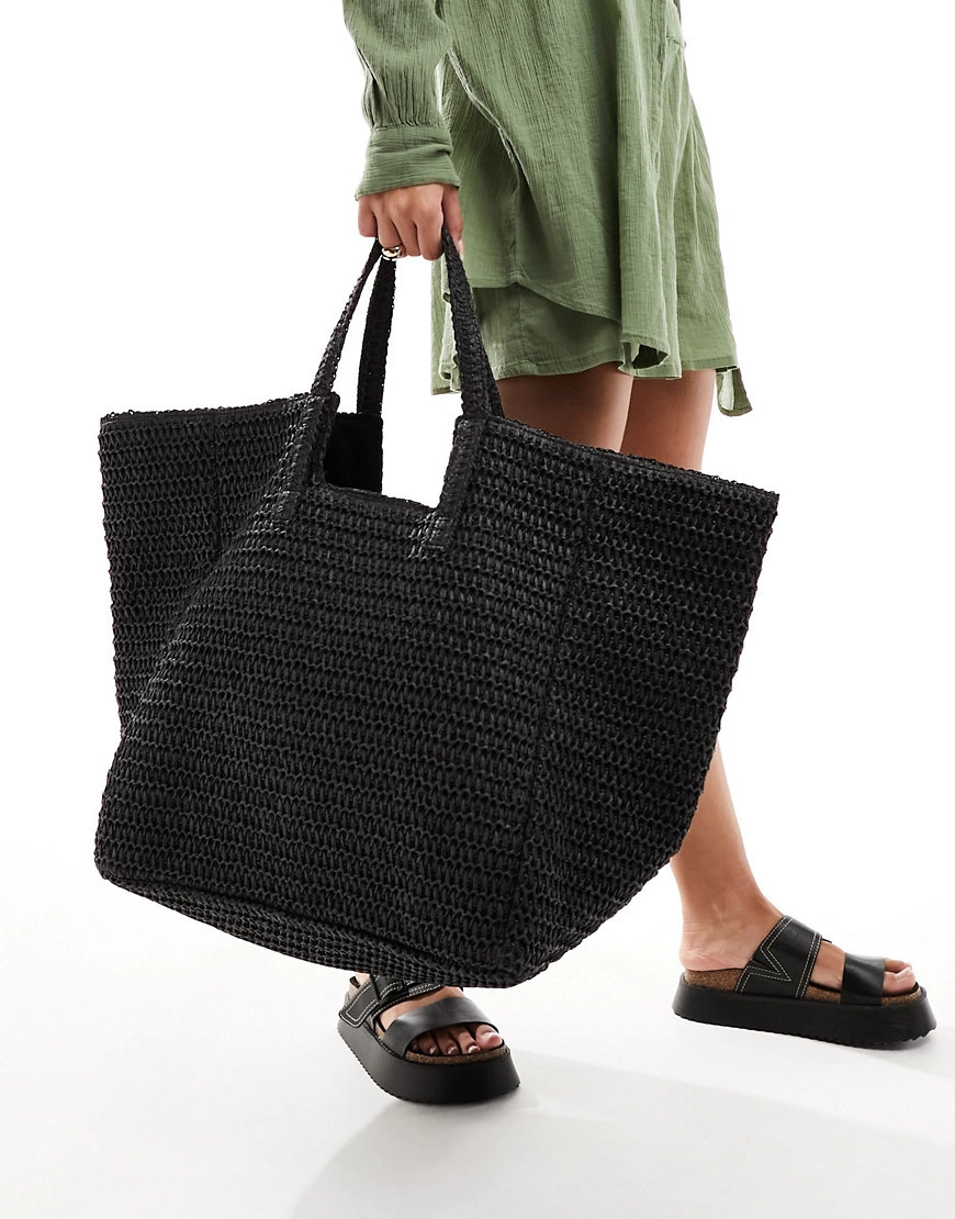 South Beach oversized woven shoulder bag in black | ASOS (Global)