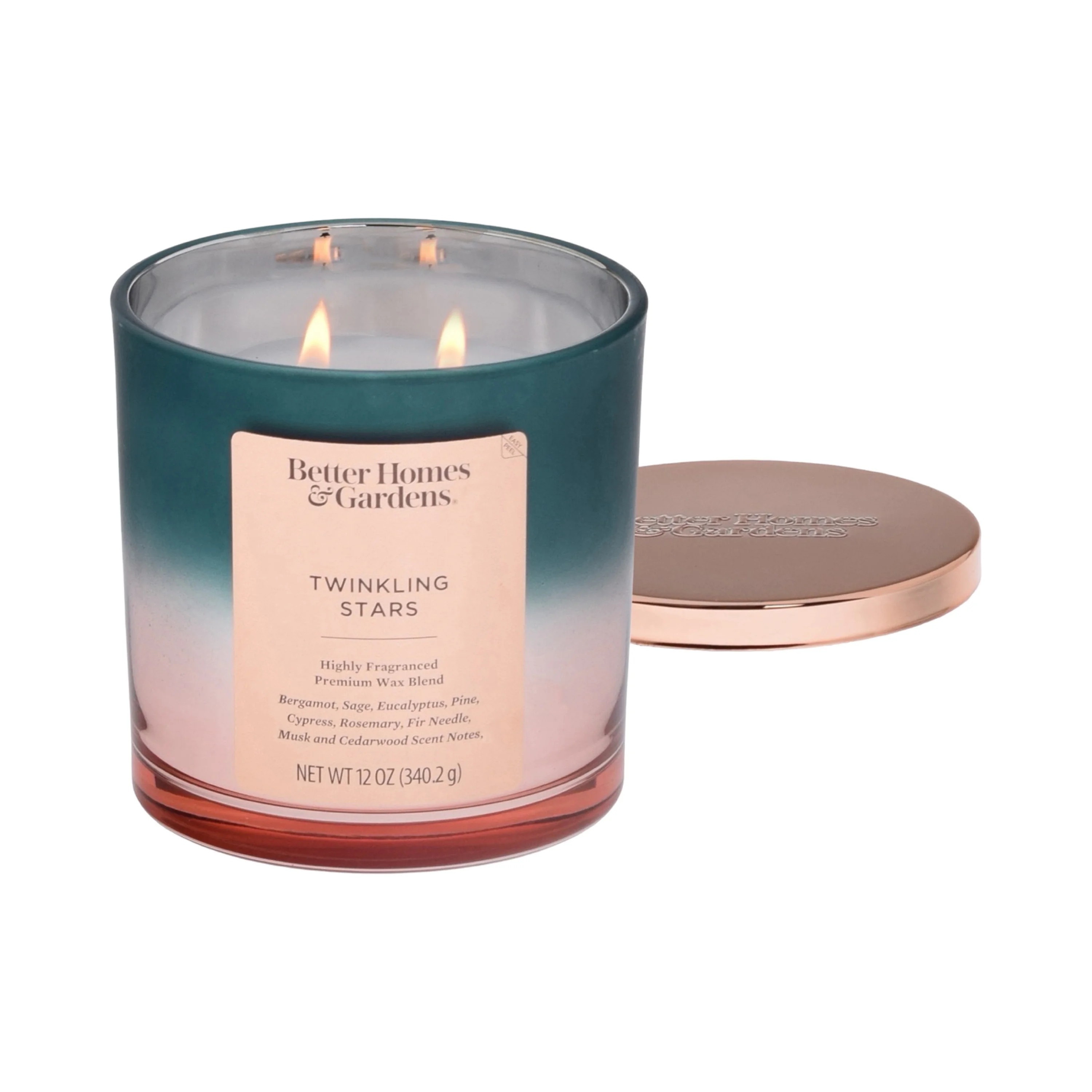 Better Homes & Gardens Twinkling Stars Scented 2-Wick 12oz Metallic Ombre Jar Candle | Walmart (US)