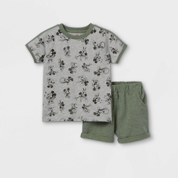 Toddler Boys' 2pc Mickey Mouse Short Sleeve Top and Bottom Set - Gray | Target