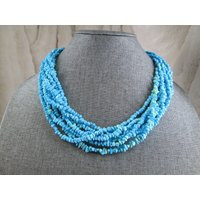 Turquoise Necklace>Magnificent Beaded 8 Strand Necklace, Turquoise Torsade Necklace, Vibrant Blue Necklace, Eye Popping | Etsy (US)