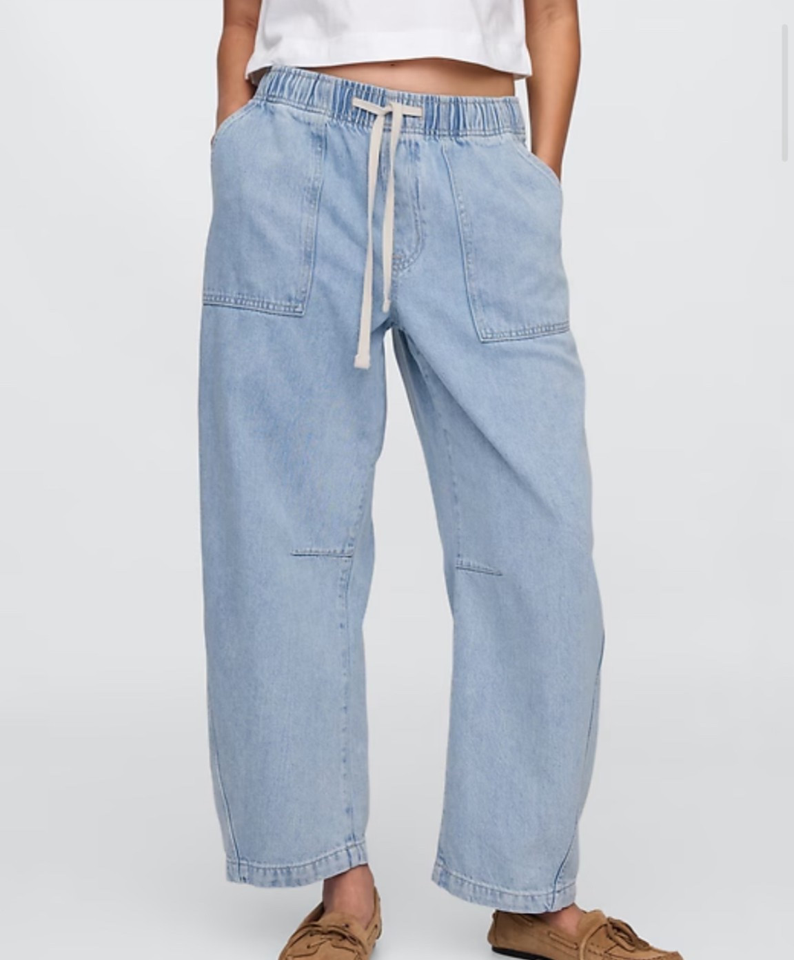 Jaw string barrel jeans that fit with the bump - I wear this weekly lol 💫

#LTKgrwm #LTKMidsize #LTKootd