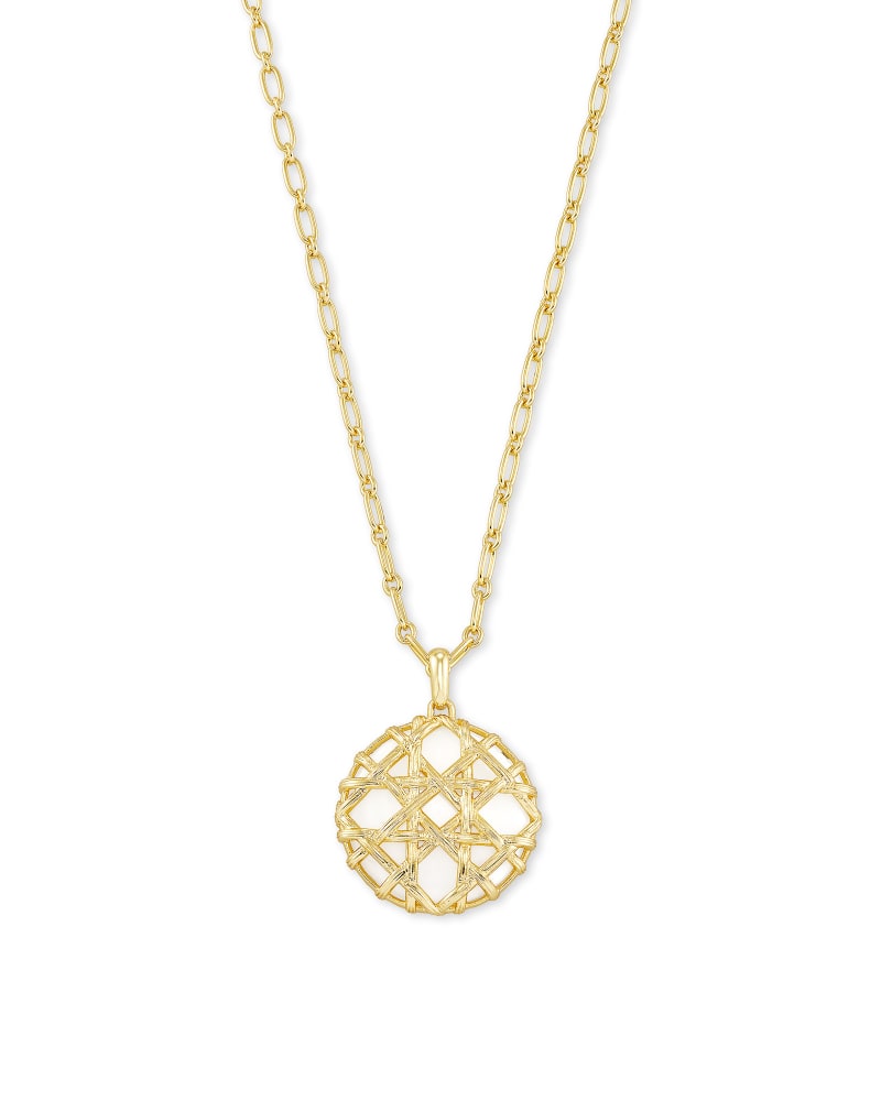 Natalie Gold Long Pendant Necklace in White Mussel | Kendra Scott