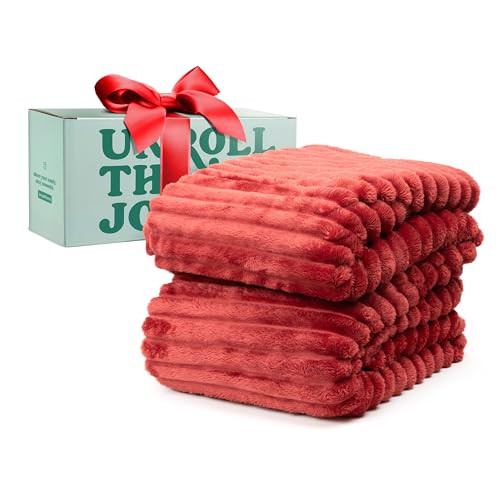 GO Premium Comfy Soft Queen Blanket for Couch, Bed - Red Fleece Blanket for Living Room, Bedroom, Home Decor - Large Blanket for Men, Women (90x90 Inches) | Amazon (US)