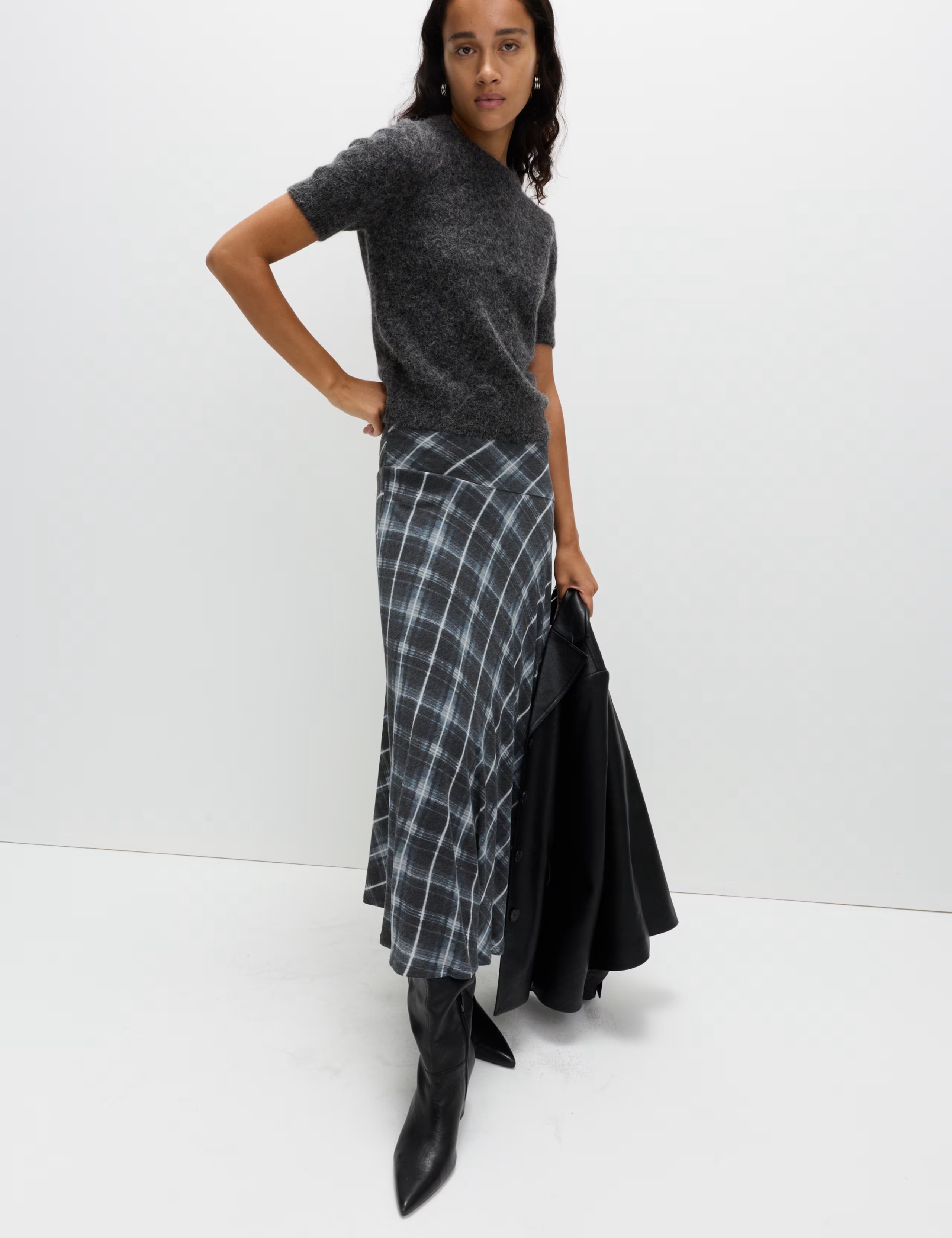 Lyocell Blend Midi A-Line Skirt with Wool | Marks & Spencer (UK)