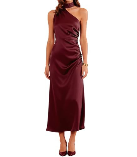 RIHOAS Women's Elegant Wine Red Maxi Formal Dress, Long Semi-Formal Gown for Wedding Guest Bridesmaid, Spring Summer Garden Party - L | Amazon (US)