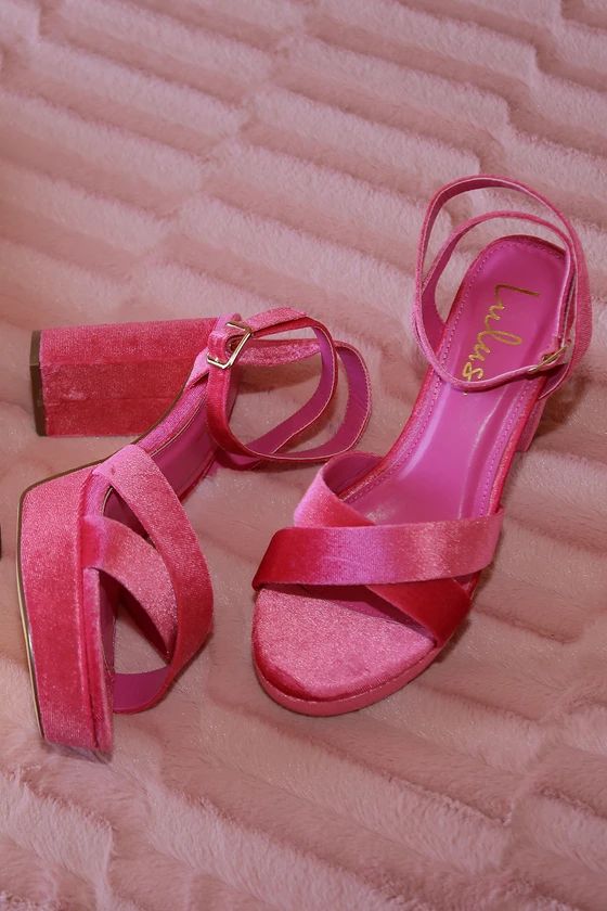 Selah Fuchsia Velvet Ankle Strap Heels | Lulus (US)