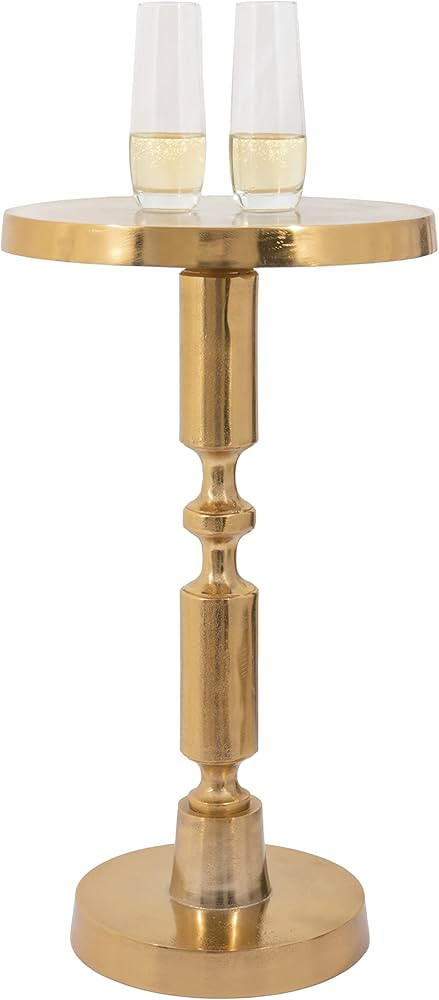Small Round Gold Side Table by Objet D’Art, Rhodes, Accent, End, Pedestal, Martini, Drink Table... | Amazon (US)