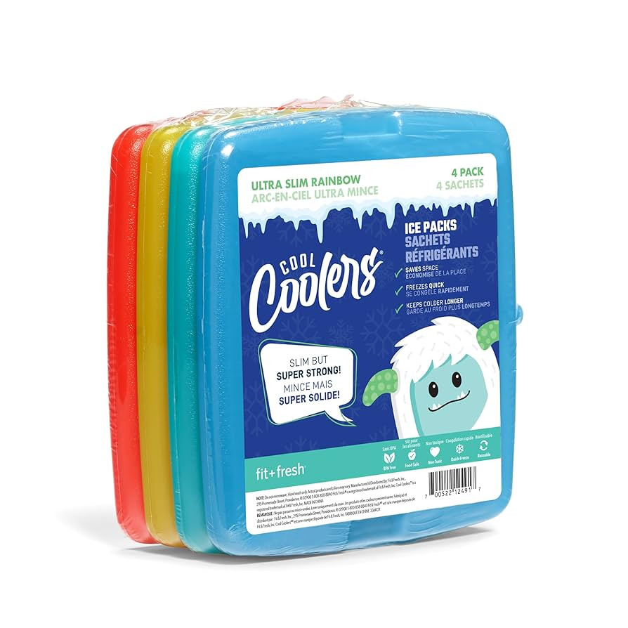 Cool Coolers By Fit & Fresh 4 Pack Slim Ice Packs, Quick Freeze Space Saving Reusable Ice Packs f... | Amazon (US)