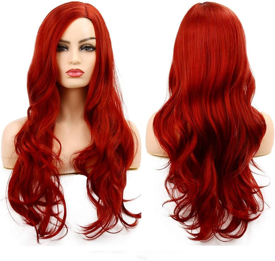 Baruisi Long Curly Wavy Red Wigs for Women Side Part Natural Looking Cosplay Synthetic Fiber Wig ... | Amazon (US)