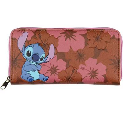 Disney Lilo & Stitch Allover Floral Stamped Design Full Zip Wallet | Target