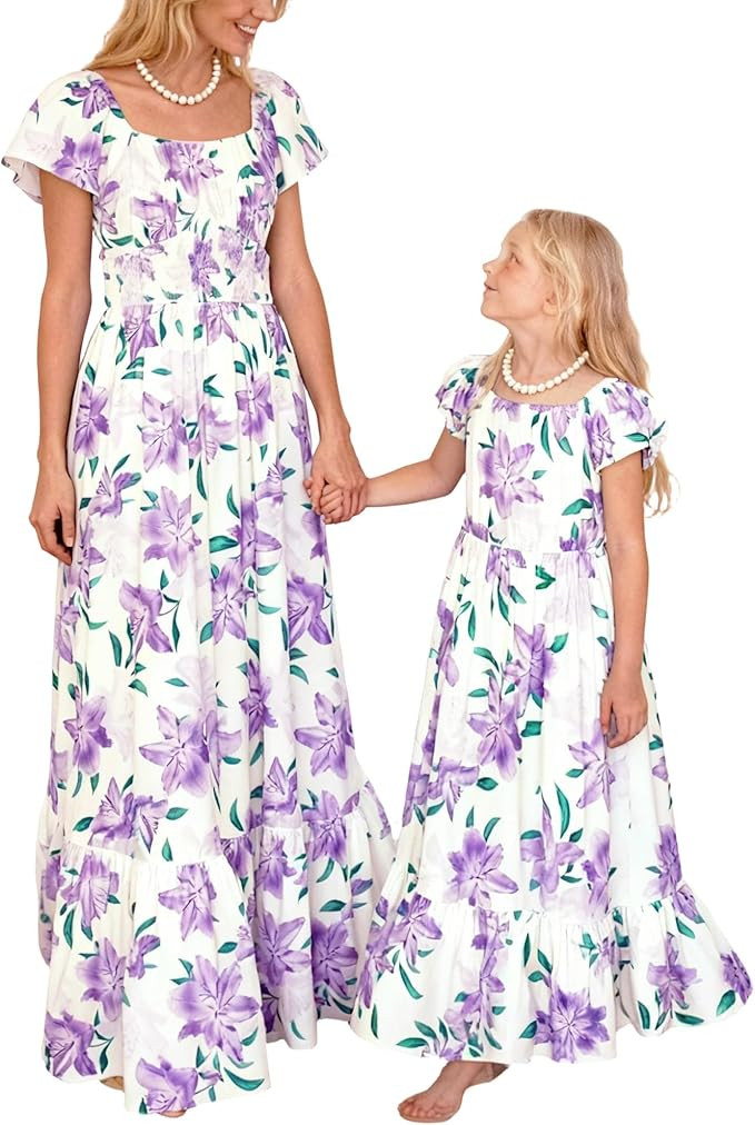 Mommy and Me Matching Dress Summer Floral Boho Beach Maxi Dresses with Pockets for Mother's Day | Amazon (US)
