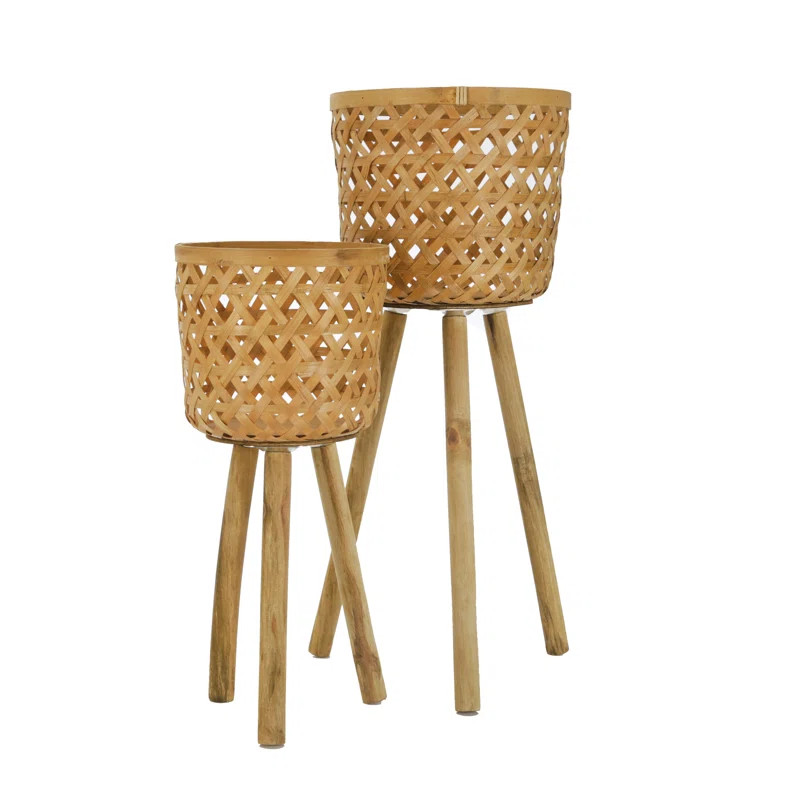 Machado 2-Piece Bamboo Pot Planter Set | Wayfair North America