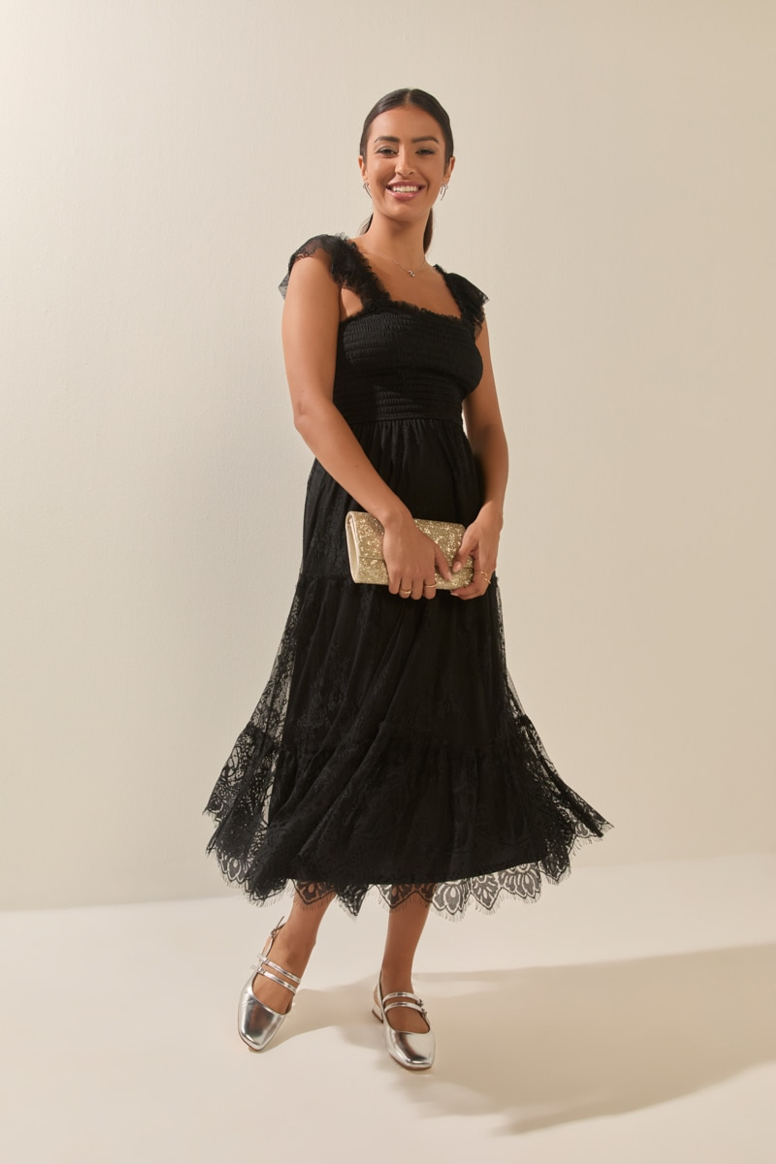 Sandra Lace Tulle Midi Dress | Francesca's