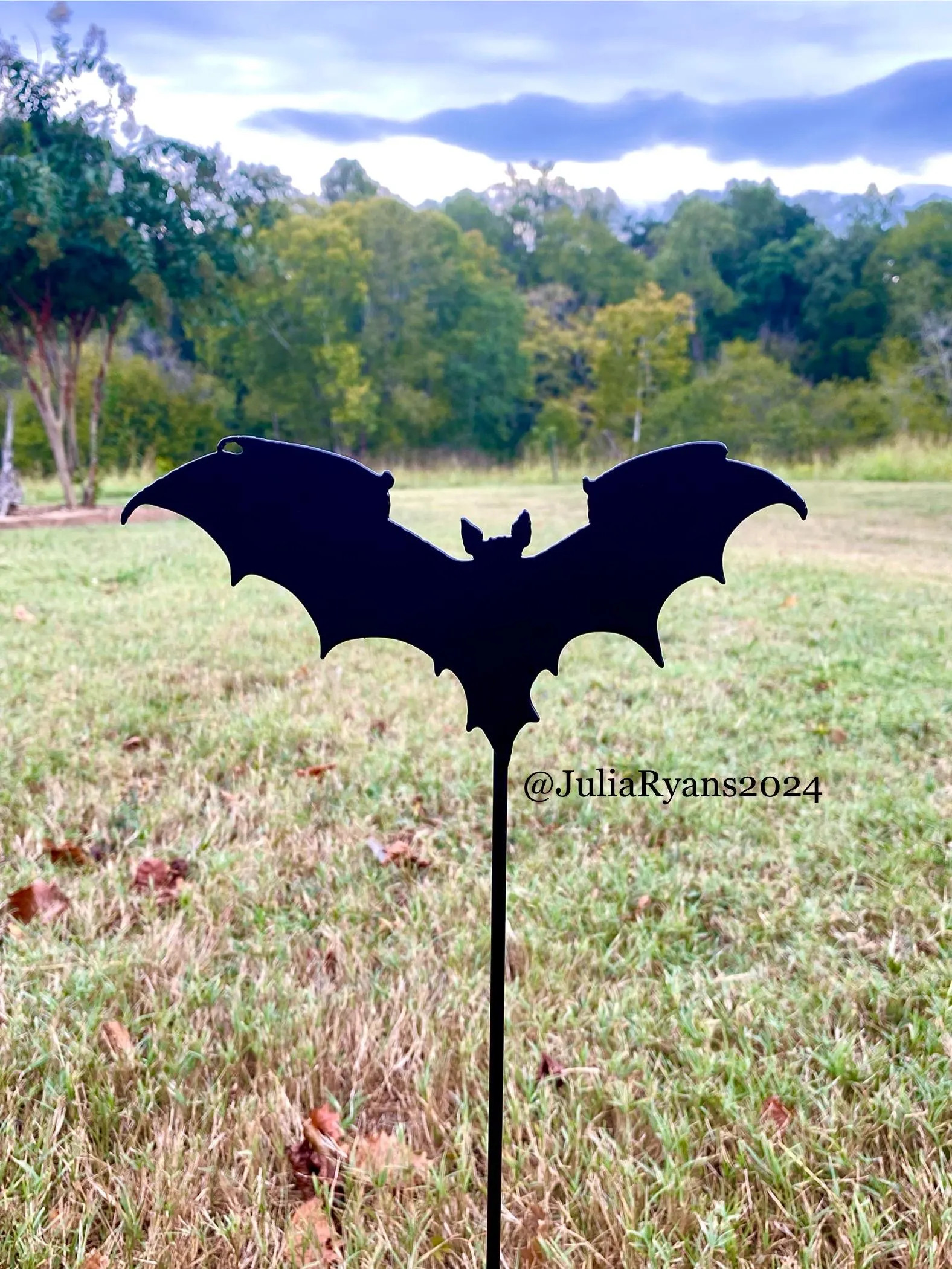 Black Bat Flower Pot Garden Stakes- Outdoor Halloween Metal Decoration- Handmade Powdercoated Art | Etsy (Global)