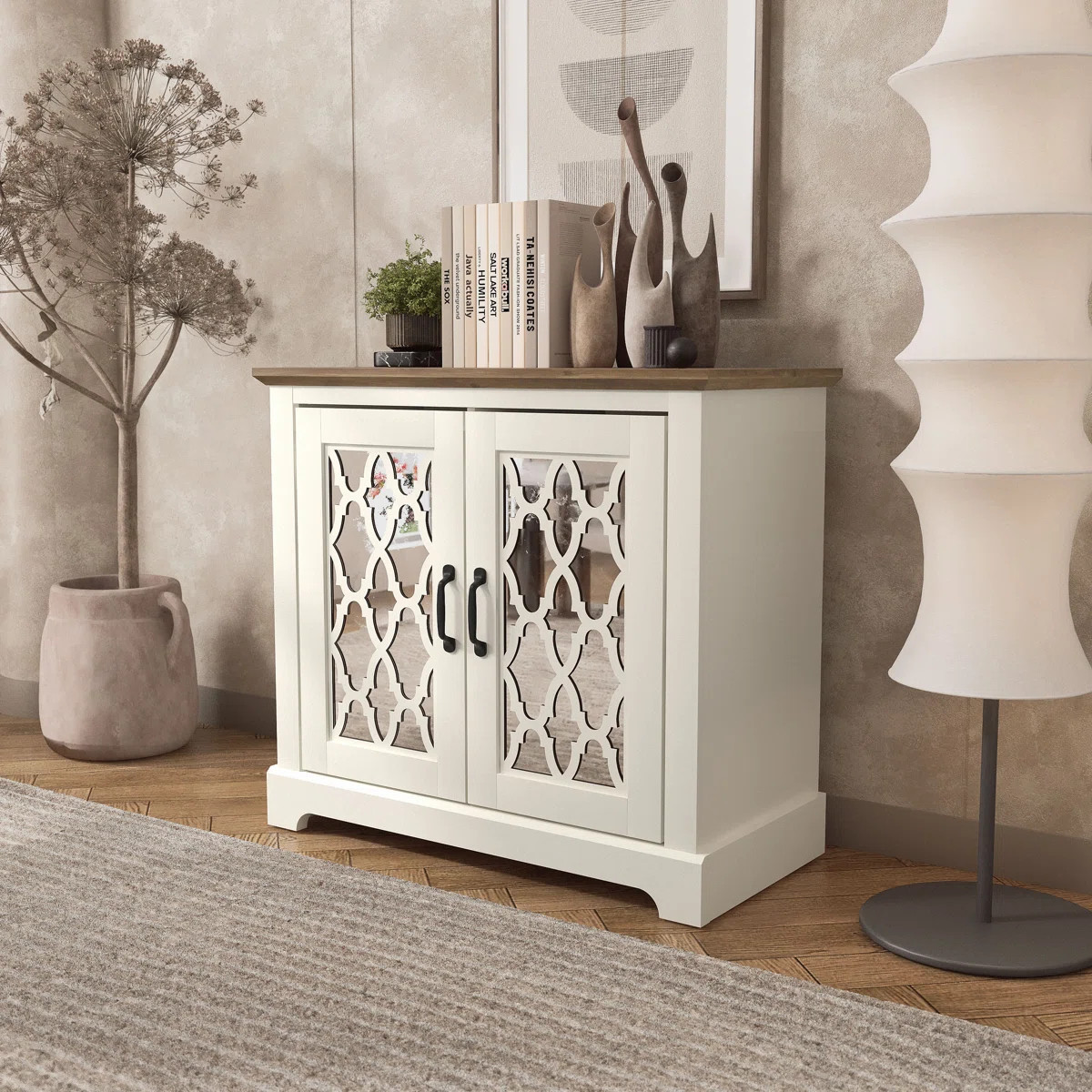 Chessani 29.3" H 2-Door Mirrored Wood Accent Cabinet | Wayfair North America