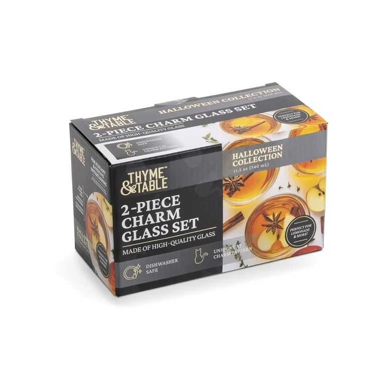 Thyme & Table12 fl oz Halloween Bat Charm Drinking Glasses, Set of 2 - Walmart.com | Walmart (US)