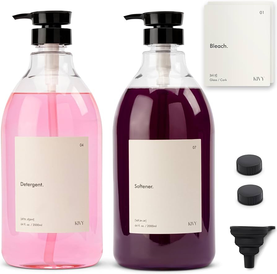 KIVY Waschmittelspender mit Etiketten [2x 2000ml] Weichspüler Aufbewahrung Waschmittel Aufbewahr... | Amazon (DE)