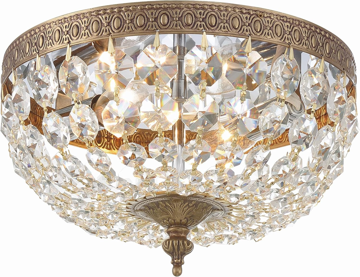 Crystorama 2 Light Clear Italian Crystal Olde Brass Flush Mount | Amazon (US)
