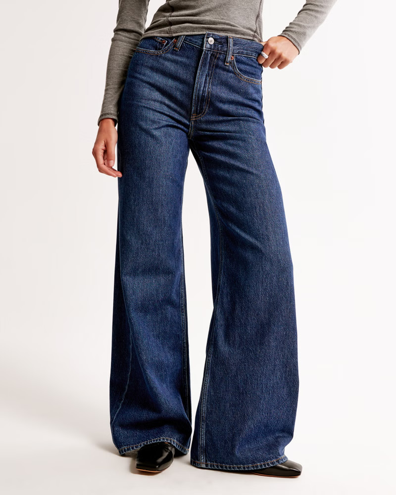 New!BestsellerLightweight Drapey RigidHigh Rise Wide Leg Jean | Abercrombie & Fitch (US)