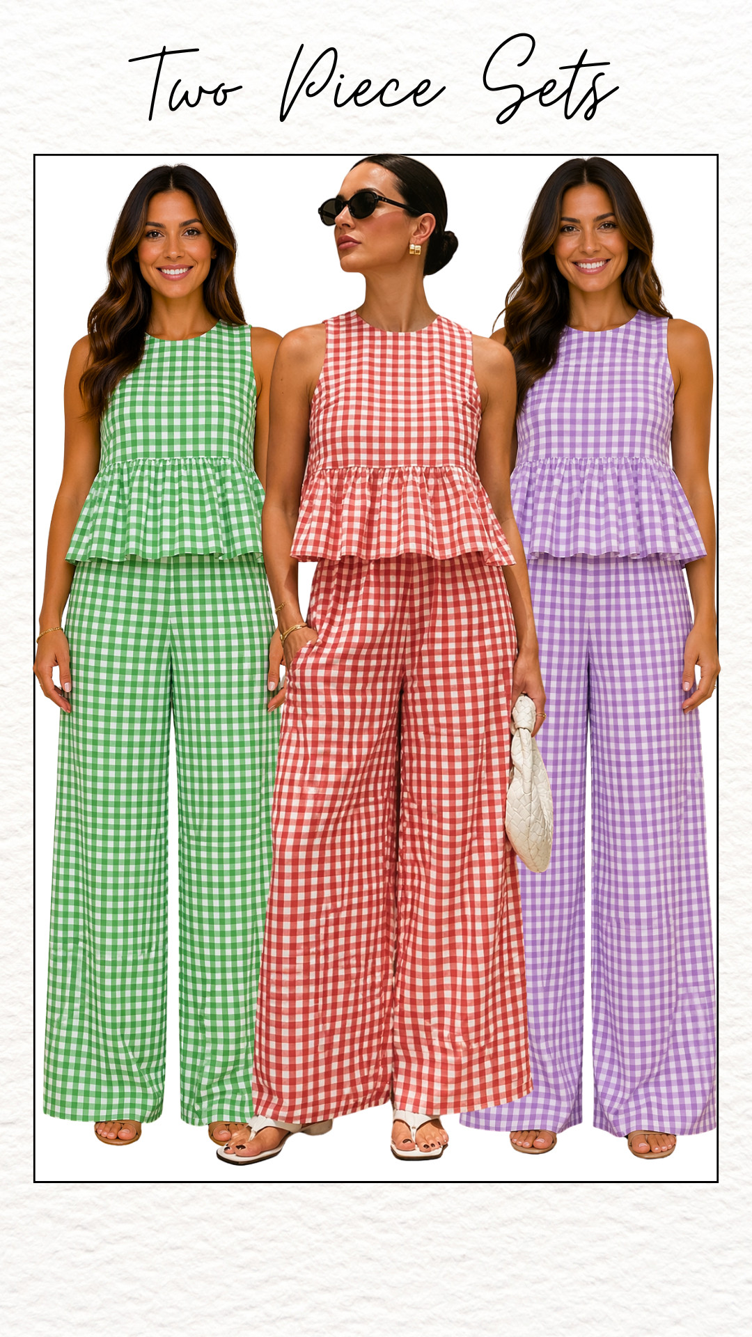 Two piece sets are the effortless outfit every wardrobe needs ✨ Lightweight fabrics, relaxed wide-leg pants, and playful gingham prints make these Amazon matching sets perfect for spring outfits, summer vacations, brunch dates, beach trips, and casual chic everyday wear. Easy to style together or mix and match, they deliver comfort and polished style in one look.#TwoPieceSet #MatchingSet #AmazonFashion #AmazonFinds #SpringOutfit #SummerOutfit #VacationOutfit #BrunchOutfit #GinghamSet #ResortWear #CasualChic #WideLegPants #TravelStyle #WeekendOutfit #EffortlessStyle 

 #LTKSaleAlert