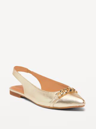 Faux Leather Slingback Chain Ballet Flat for Women | Old Navy (US)