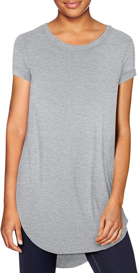 Daily Ritual Women's Jersey Standard-Fit Short-Sleeve Open Crewneck Tunic | Amazon (US)