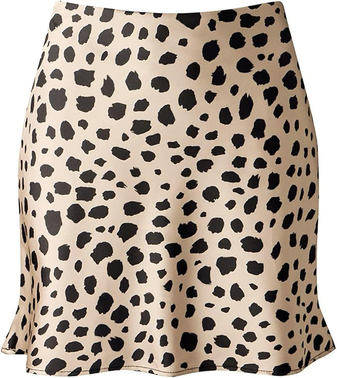 Mini Skirts for Women Satin High Elastic Waist Ruffle Bodycon Short Skirt | Amazon (US)