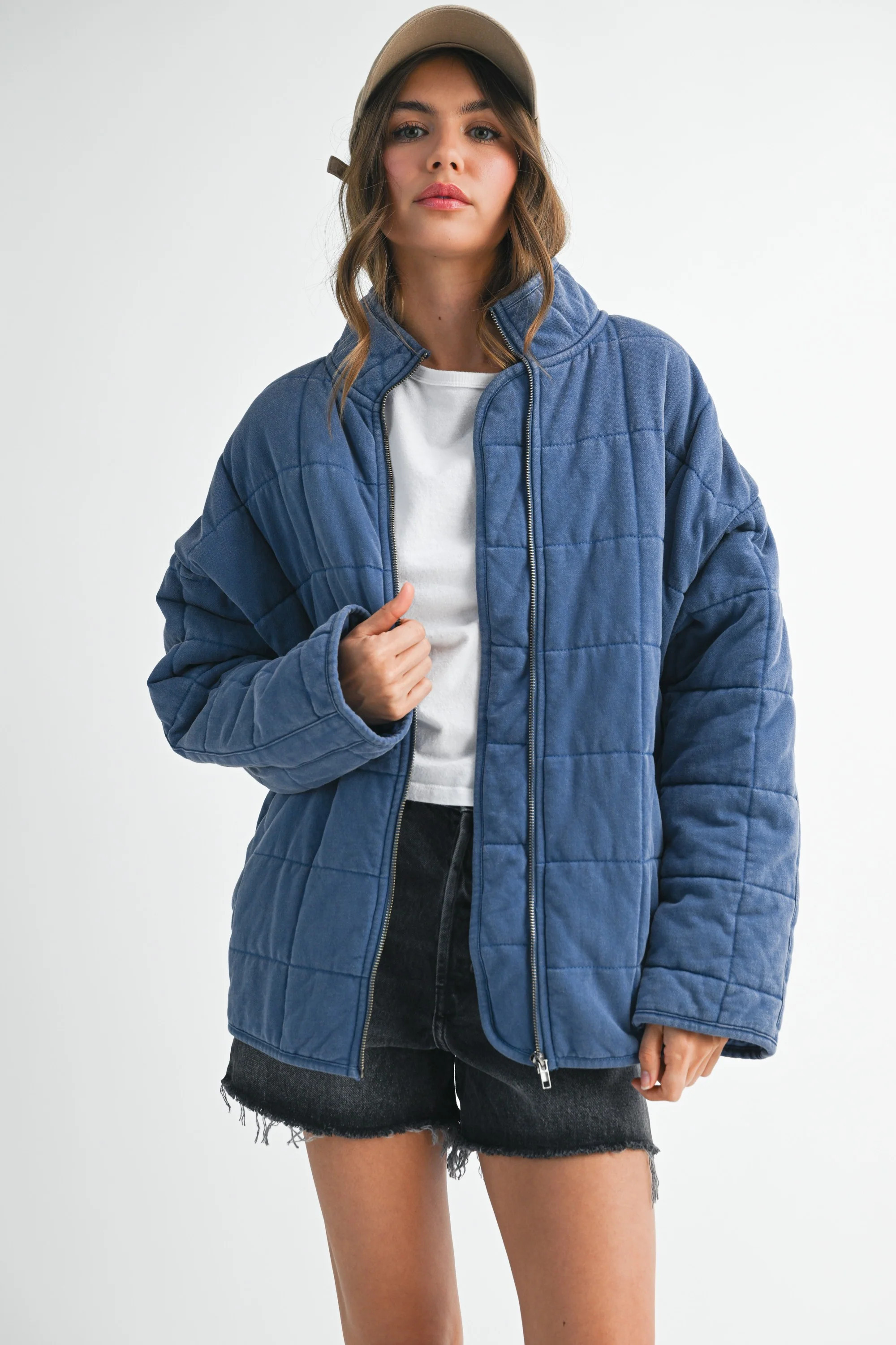 Denim Oversized Quilted Jacket | PinkBlush Maternity